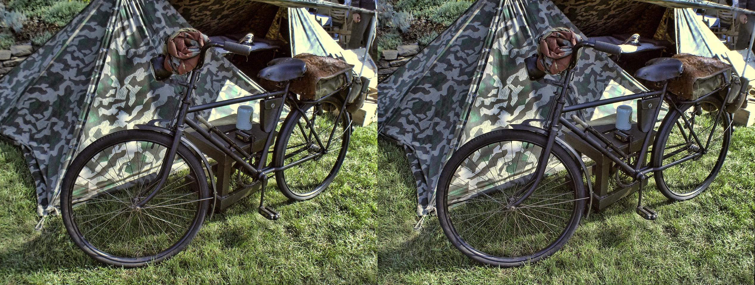 Collings Foundation WORLD WAR II Re-enactment Black Bicycle by Tent