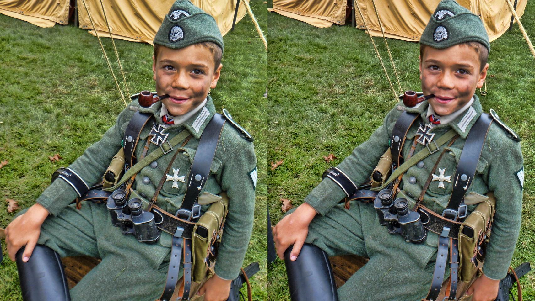 Collings Foundation WORLD WAR II Re-enactment Young German Soldier w Pipe