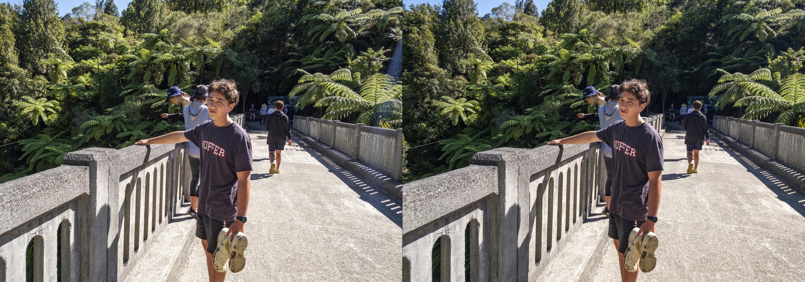 Kaito on the 'Bridge to nowhere', Whanganui River Canoe trip 2024