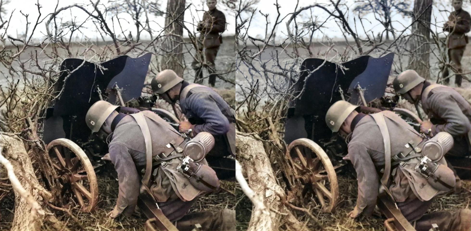 002 - German soldiers manning field gun WW2