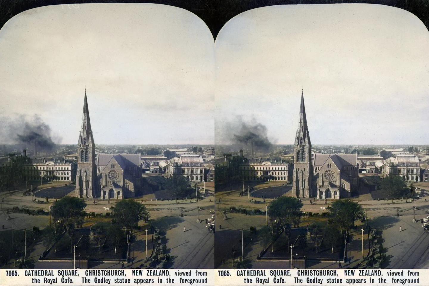 Cathedral Square, Christchurch, circa 1900.