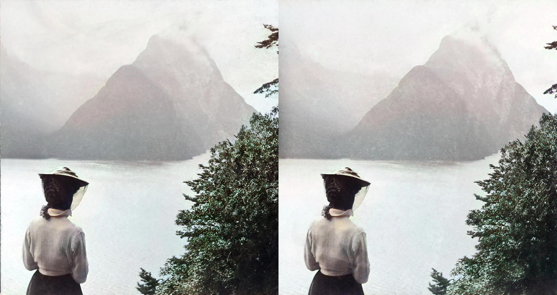 Looking toward Mitre Peak, Milford Sound NZ, 1870s-1890s