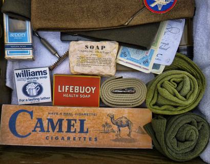 Collings Foundation WORLD WAR II Re-enactment Personal Supplies w Cigarettes and Soap