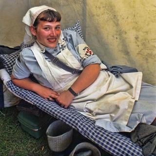 Collings Foundation WORLD WAR II Re-enactment Nurse on Cot in Tent