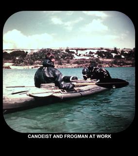 CANOEIST AND FROGMAN AT WORK