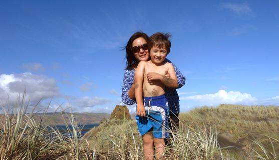 Mum and boy at Whatipu