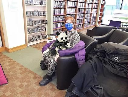Phyllis with a Panda on her Lap