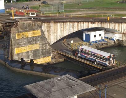 Panama Canal - Road over the canal locks