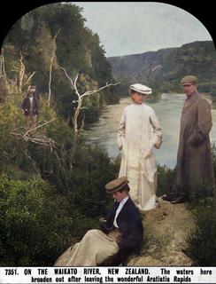 'On the Waikato River' New Zealand, circa 1900