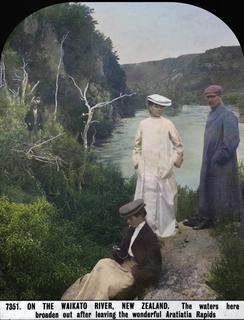 On the Waikato River, New Zealand, circa 1900